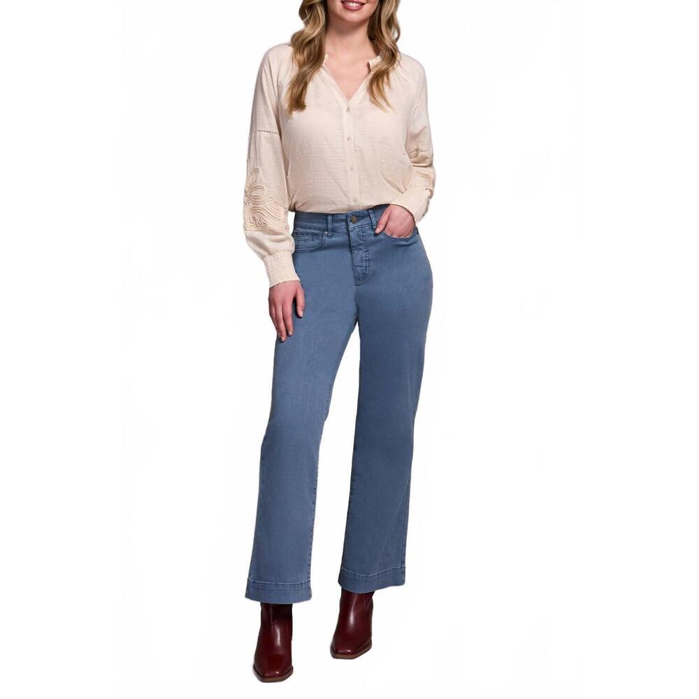 NEW TRIBAL comfort stretch fly front wide leg pants in slateblue-2637